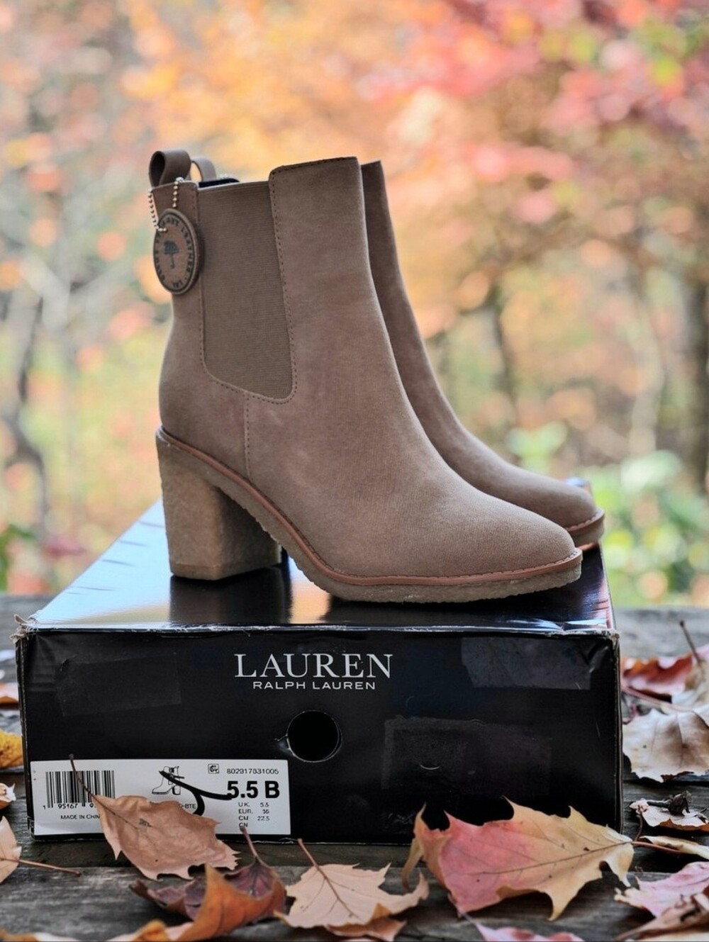 Lauren Ralph Lauren Marianna Pull On Water Resistant Suede Boots Size 5.5 NEW